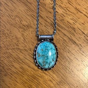 Turquoise and sterling silver necklace